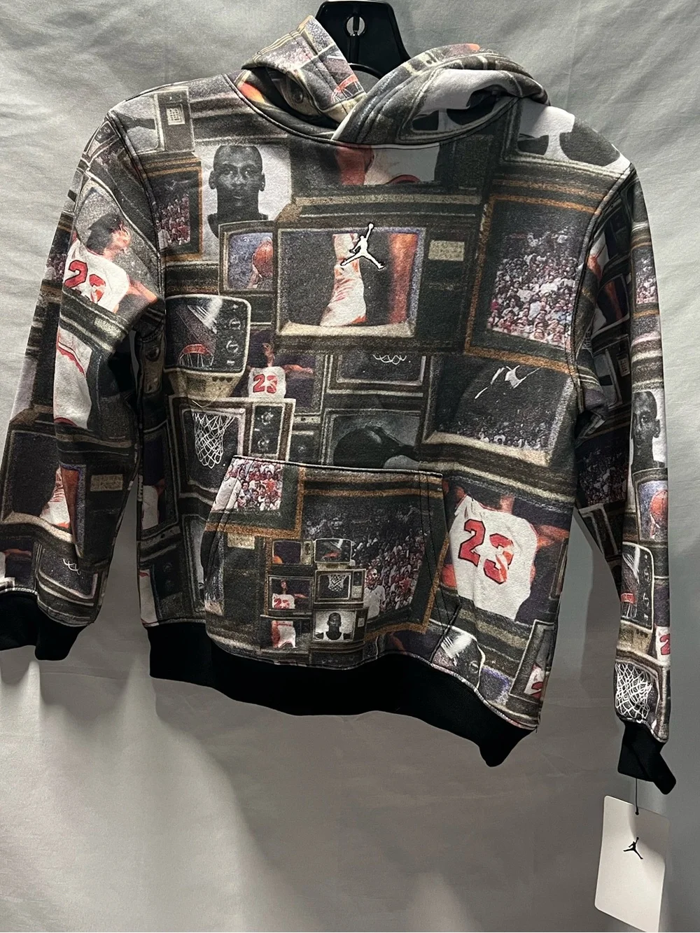 Jordan All-Over‎ Basketball Photo Print Hoodie - Black/Red/Brown